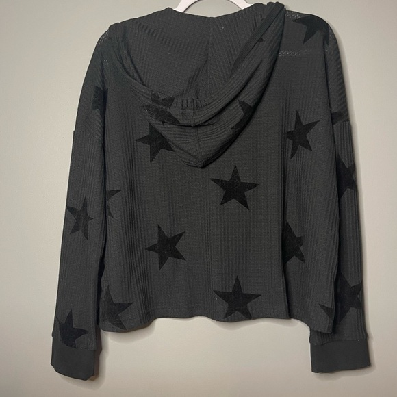Vintage Havana Black Star Patterned Waffle Hoodie Medium - Picture 2 of 4